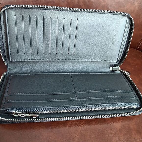 New LOUIS VUITTON Blue Damier Infini Leather 3D Zippy Vertical Wallet Full Set - Picture 4 of 9